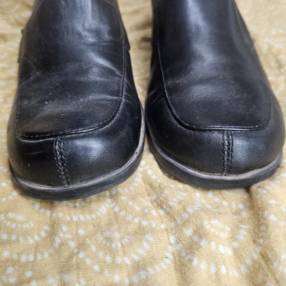 Y2K 90s Croft & Barrow Chantal Black Leather Block Heel Loafers size 6.5M Pumps - Picture 9 of 16